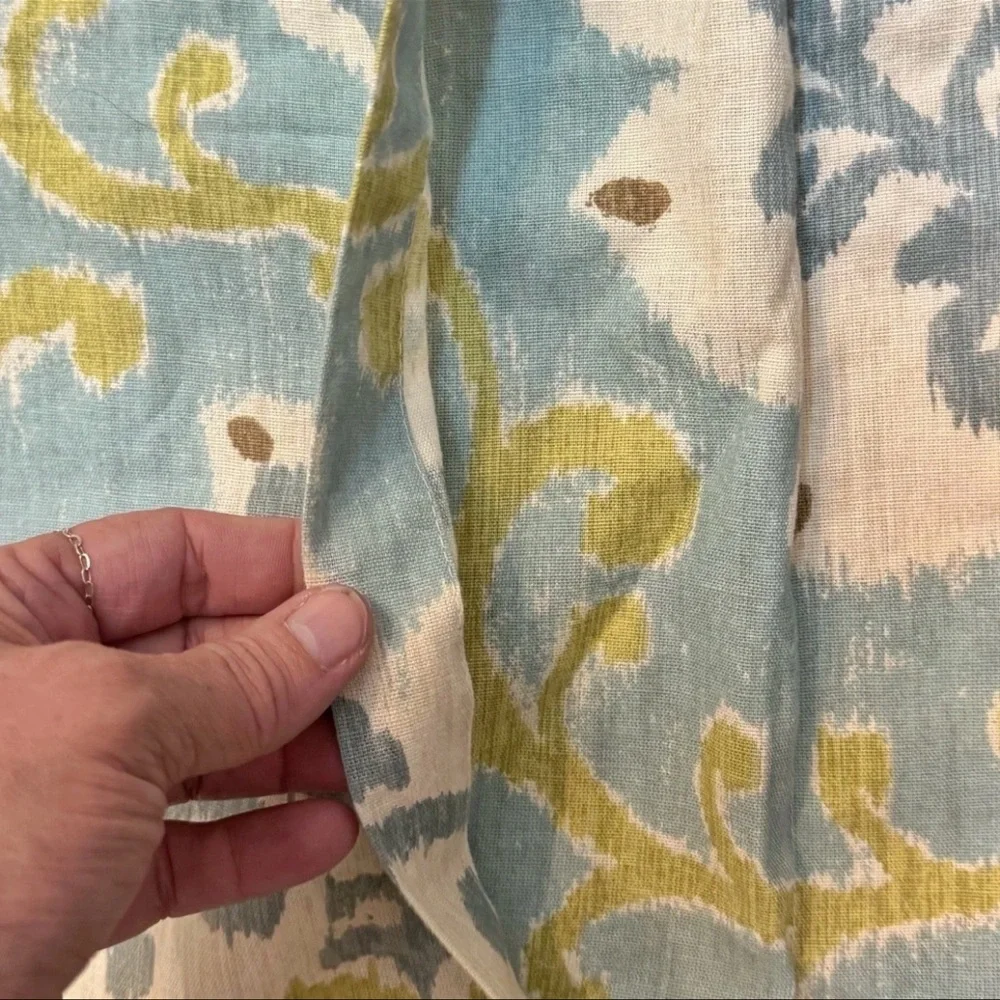POTTERY BARN Pillow Shams Set of 2 Standard Size Joyce Ikat Cotton Linen Cases